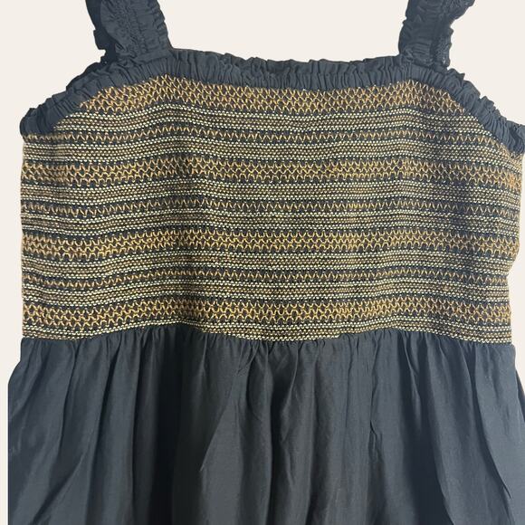 J.Crew Black Smocked Embroidered Tiered Ruffle Mini Dress Size Large - Picture 9 of 12
